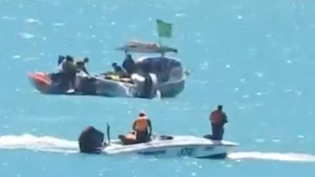 Rescue efforts at the scene after two boats collided during a ski-racing event at Robe. Picture: Twitter/7 News Adelaide