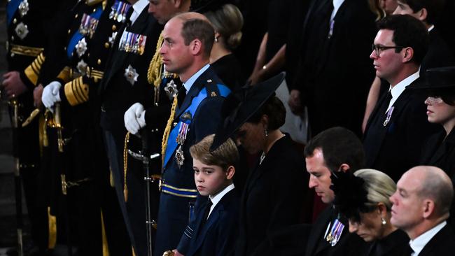 Britain's Prince William and Prince George attend the Queen’s State Funeral Service. Picture: AFP