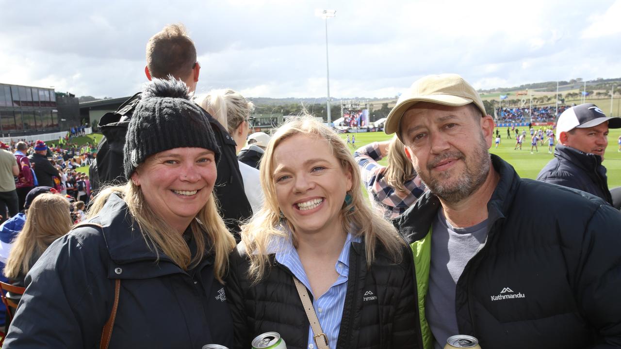 Footy fans soak up the action in SA for Saturday’s offering of Gather Round clashes. Picture: Brett Hartwig