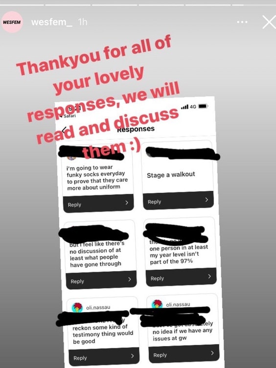 A screenshot of responses on Wes Fem’s Instagram page.