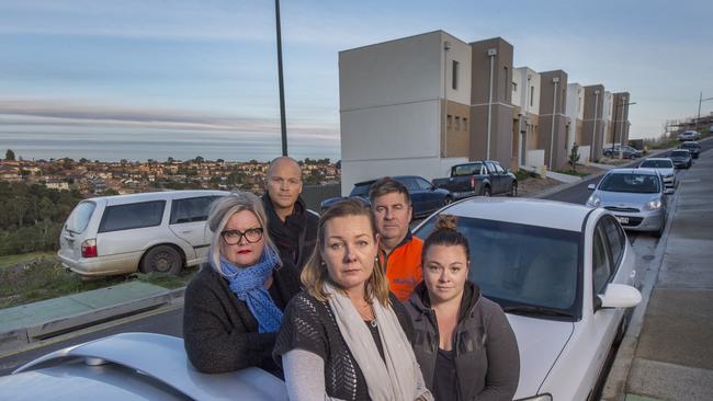 Frustrated Duranta Drive residents Deb Tagell, Gerard Bates, Elaine Mynard, Scott Tagell and Bree Salloum. Picture:Rob Leeson.