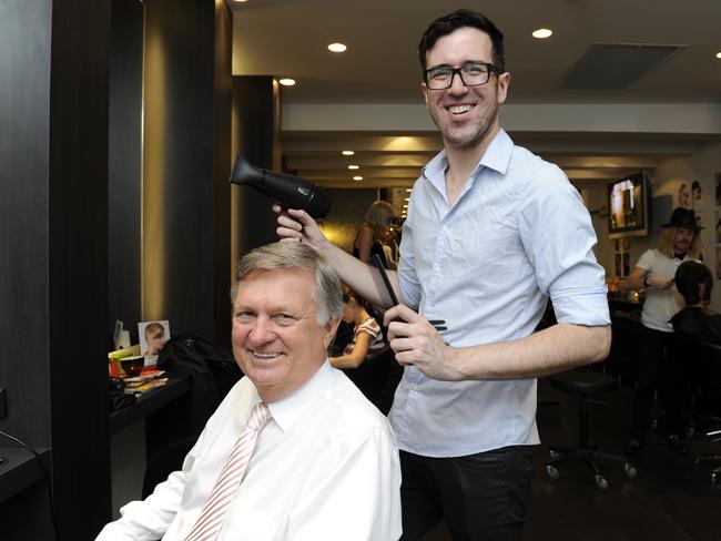 Paul Francis from the Humpty Dumpty Foundation at Toni &amp; Guy during a charity drive.