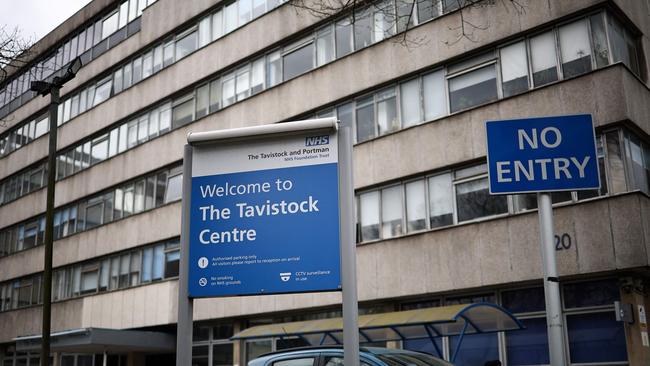 A photograph taken on April 10, 2024, in London, shows the entrance of the NHS Tavistock centre, where the Tavistock Clinic hosted the Gender Identity Development Service (GIDS) for children until March 28, 2024. Picture: AFP