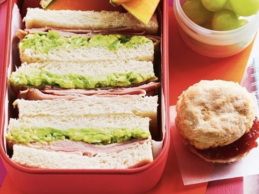 School lunches: Ham and avocado sandwich.