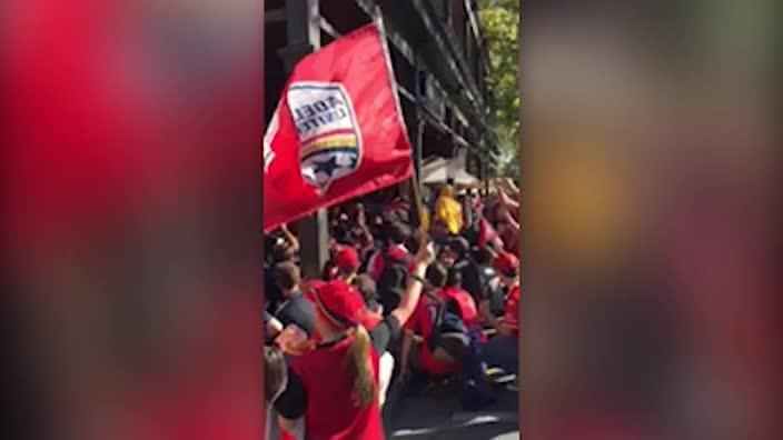 Adelaide United fans sing ahead of A-League grand final