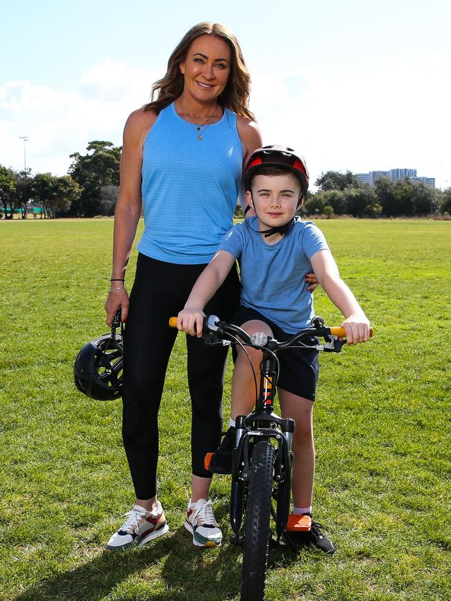 Michelle Bridges and her son Axel. Picture: Gaye Gerard