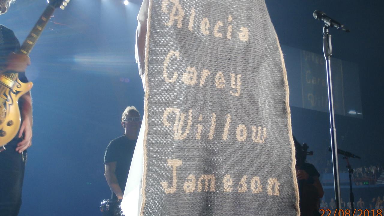 The superstar was given a crochet blanket featuring names of her family as well as the singer’s birth name. Picture: Tamara Marxsen.