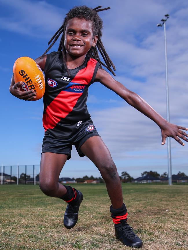 Albert was recruited as a ‘Mini Legend’ for second cousin, Anthony McDonald-Tipungwuti. Picture: Wayne Taylor