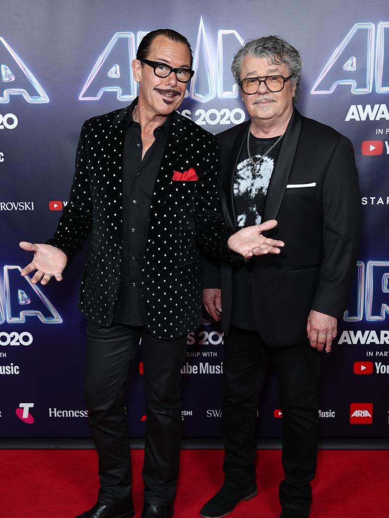 Kirk Pengilly and Tim Farriss of INXS. Photo by Don Arnold/Getty Images