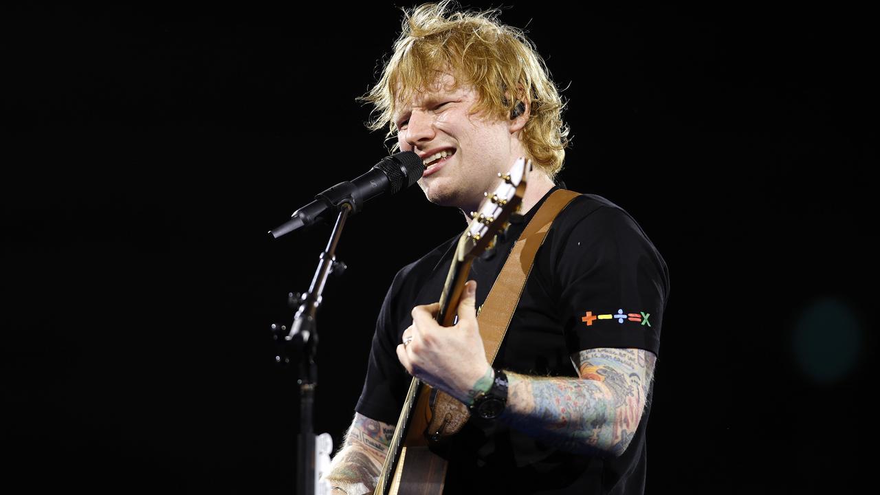 Ed Sheeran in action at the first of his three Brisbane concerts. Picture: Josh Woning