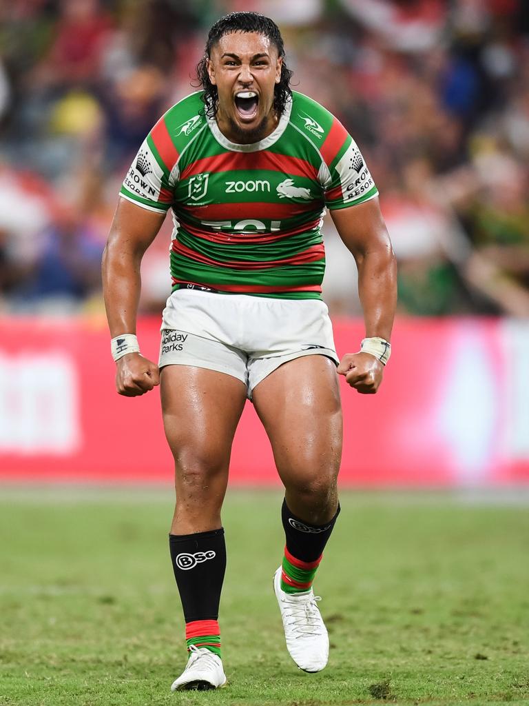 The Koloamatangi name has been continued in the Rabbitohs junior grades with the sister of NRL backrower Keaon, Fifita Koloamatangi, making her start for the cardinal and myrtle. Picture: Nathan Hopkins/NRL Imagery