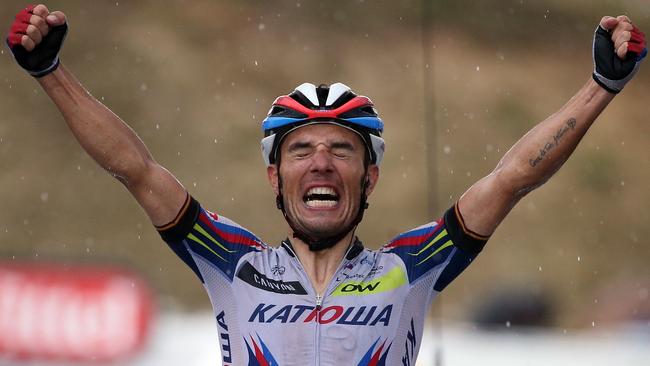 Joaquim Rodriguez celebrates his second stage win.