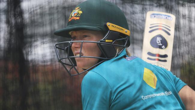 Alyssa Healy in the nets preparing for the Women’s Ashes Test against England. Picture: Mark Evans/Getty Images