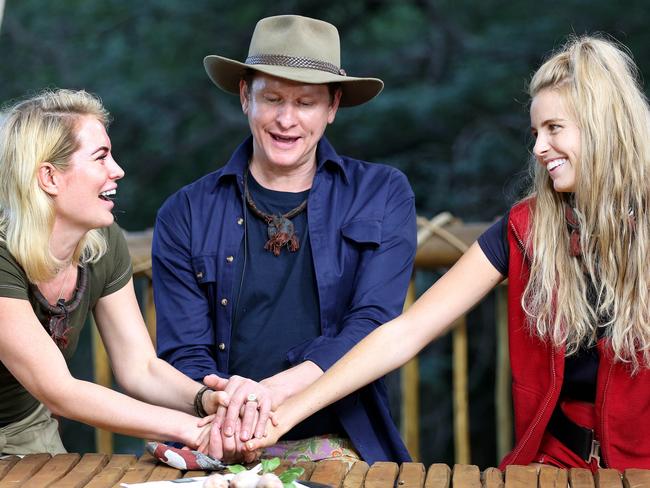 Keira Maguire (l), Carson Kressley and Tegan Martin on I’m A Celebrity ... Picture: Nigel Wright