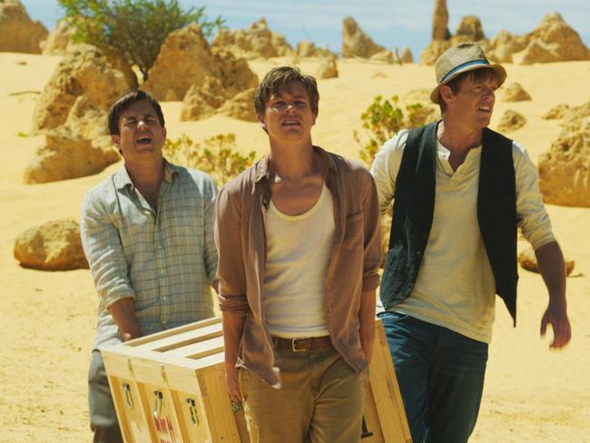 Kevin Bishop, Xavier Samuel and Kris Marshall in a scene from film A Few Less Men. Picture: Supplied