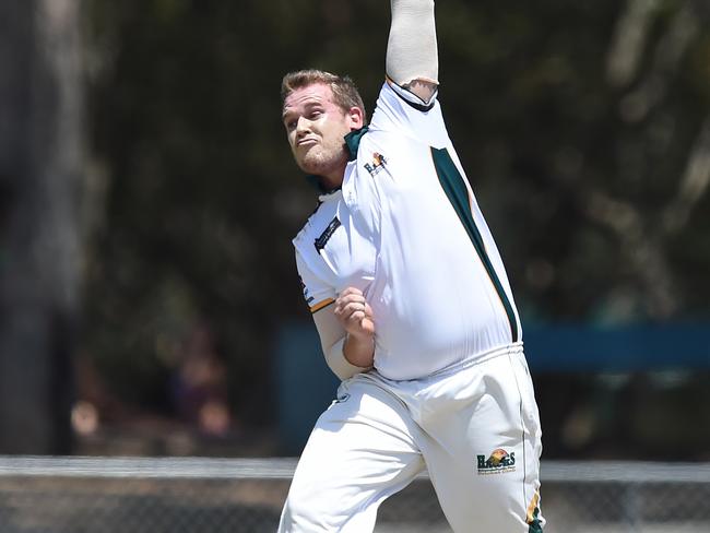 Helensvale Pacific Pines fast bowler Alex Hayes. Picture: Lawrence Pinder