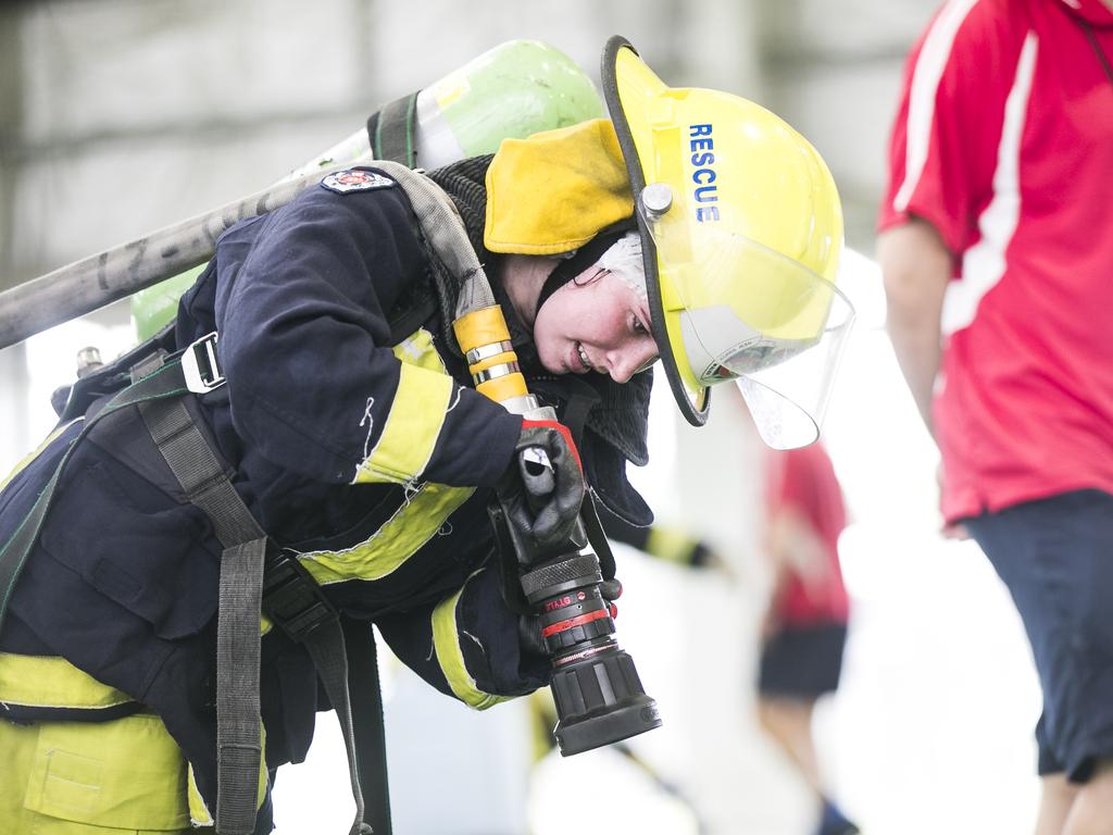 Ashleigh Mulligan does one of the intense exercises. Picture: Dylan Robinson