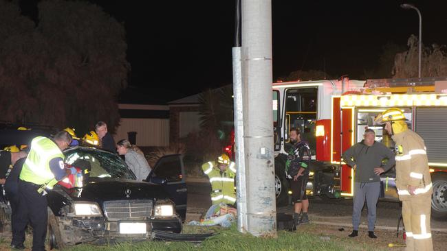 The car wreck after the fatal crash at Red Cliffs last night.