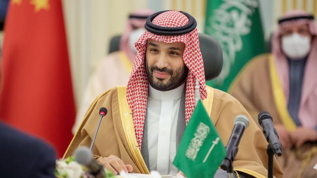 Saudi Crown Prince Mohammed bin Salman talks with Chinese President Xi Jinping. Picture: AFP.