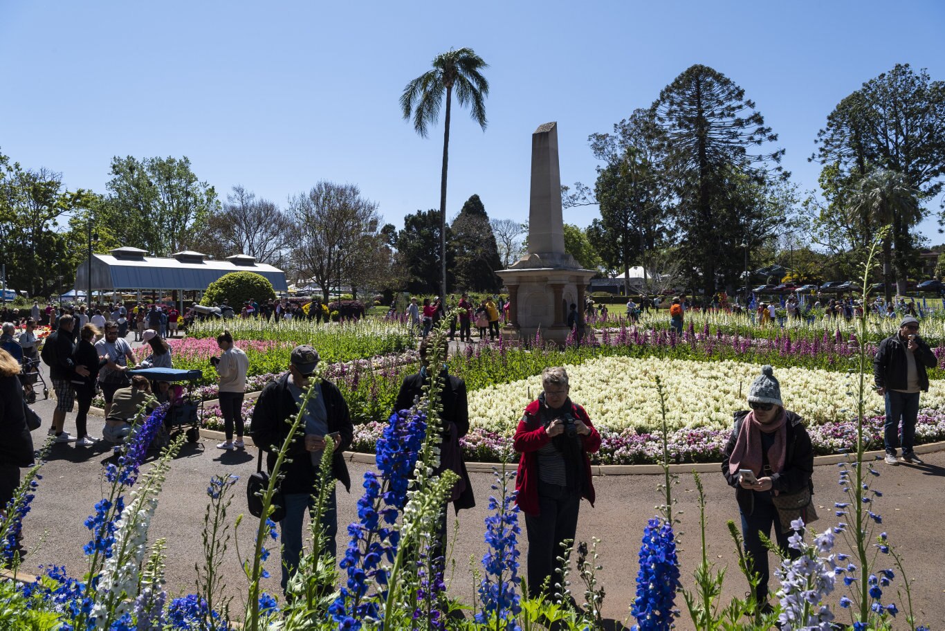 Crowds of people admire the flowers and gardens of Queens Park during Carnival of Flowers 2020, Saturday, September 26, 2020. Picture: Kevin Farmer