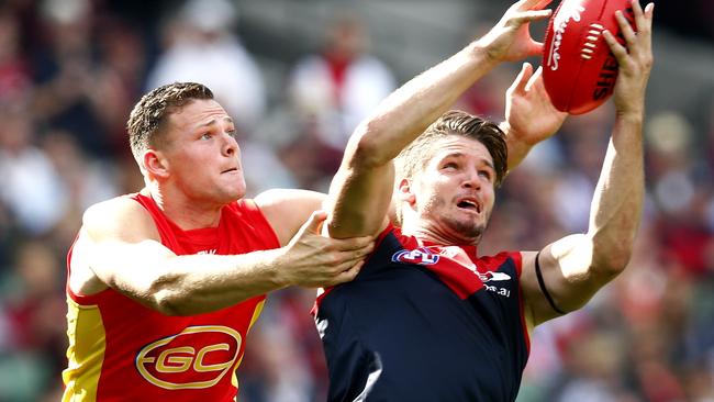 Jesse Hogan may leave Melbourne, and Steven May may head there. Pic: Michael Klein