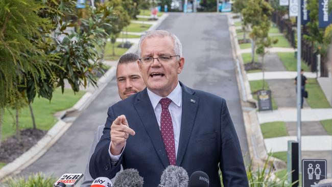 Scott Morrison accused Deputy Labor Leader Richard Marles of having “frequent flyer points” for visiting the Chinese embassy. Picture: Jason Edwards