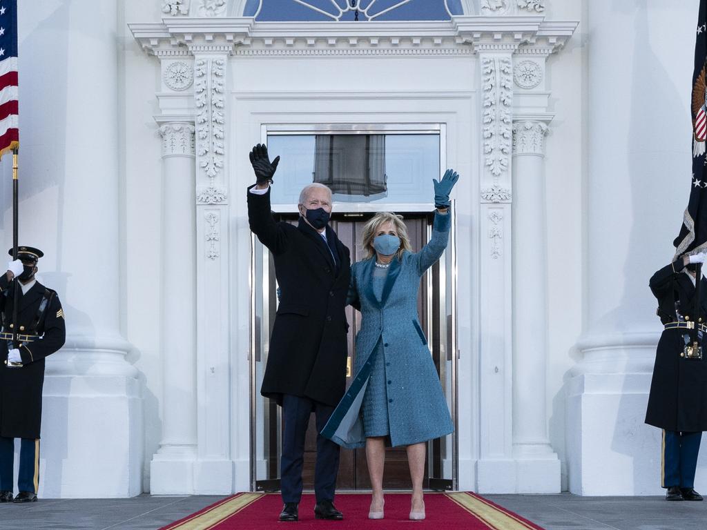 US President Joe Biden and first lady Dr Jill Biden arrive at the North Portico of the White House. Picture: Getty