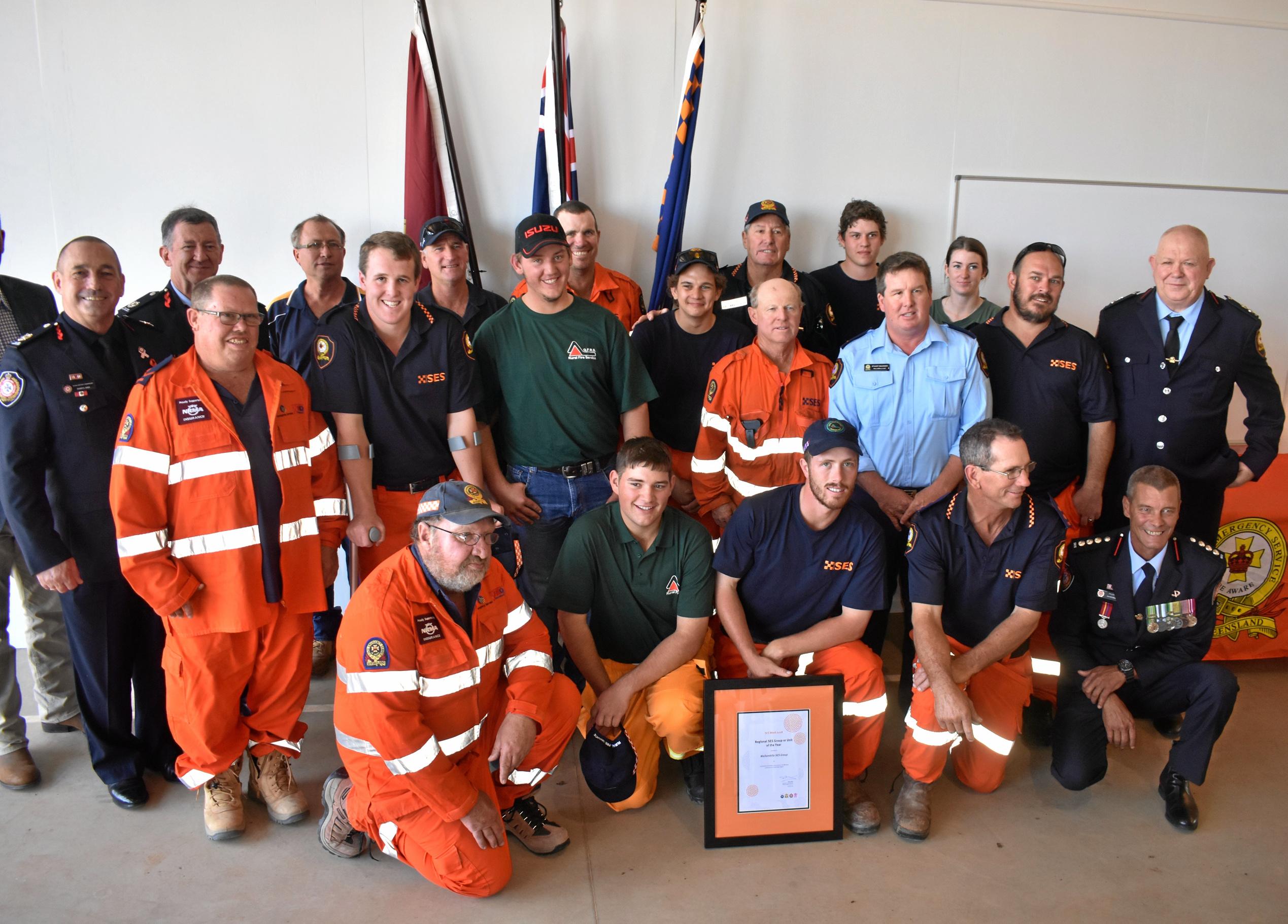 Regional Unit of the Year, Wallumbilla SES and Rural Fire Service members. Picture: Jorja McDonnell