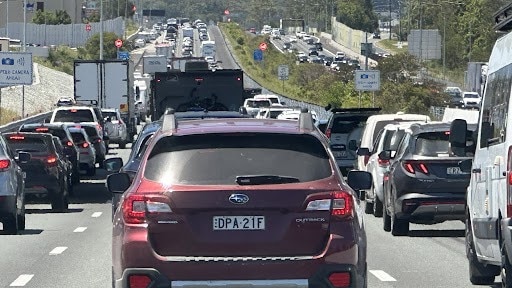 Traffic banked up on the Bruce Highway. Photo Supplied