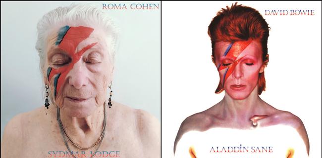 Resident Roma Cohen had some fun channelling David Bowie in the recreation of his classic album cover Aladdin Sane. Picture: @robertspeker / Sydmar Lodge