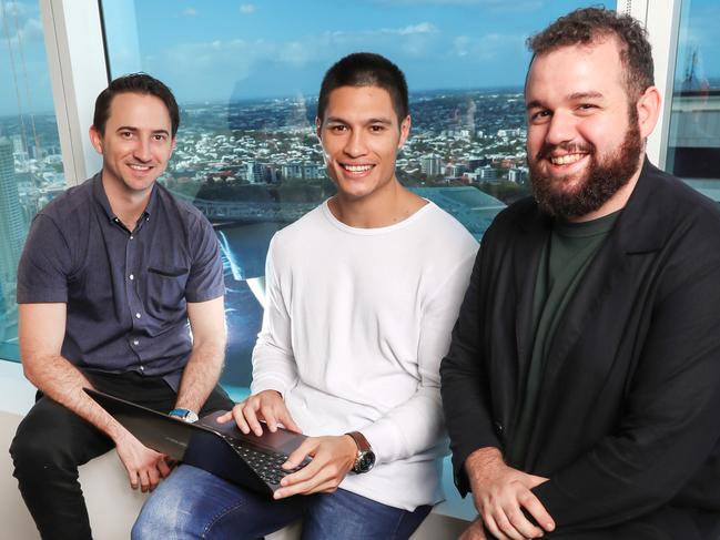 IncoDocs COO Ben Thompson and CEO Brandon Boor with CTO David Hooper. Picture: Nigel Hallett