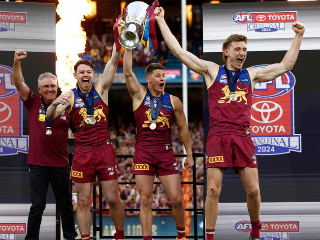 Dayne Zorko was on stage to lift the premiership cup. Picture: Getty Images