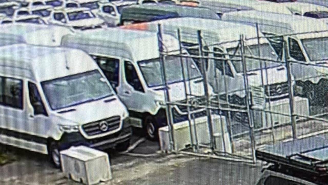 CCTV stills released by police investigating theft of 45 vehicles from a Port Melbourne car yard.