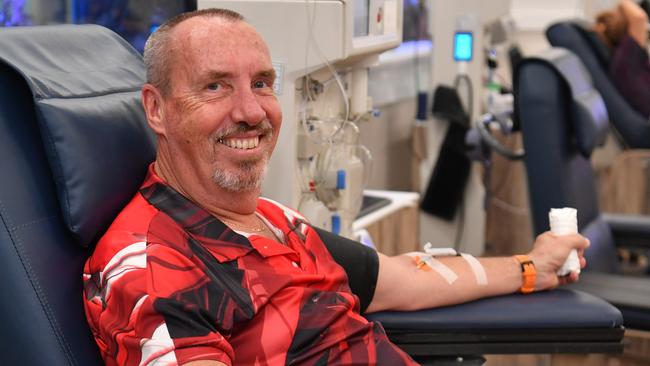 Gary Mantell, at the Townsville Lifeblood Centre in Garbutt, will reach the milestone of his 500th blood donation in January and is urging people to get behind the current Defence Blood Drive. Picture: Evan Morgan