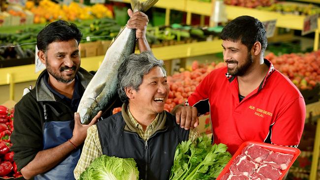 Kanna Karthik, Van Nguyen and Moheez Mohammed are former Brickworks traders who have set up shop together at Findon Fair Shopping Centre. Picture: Bianca De Marchi