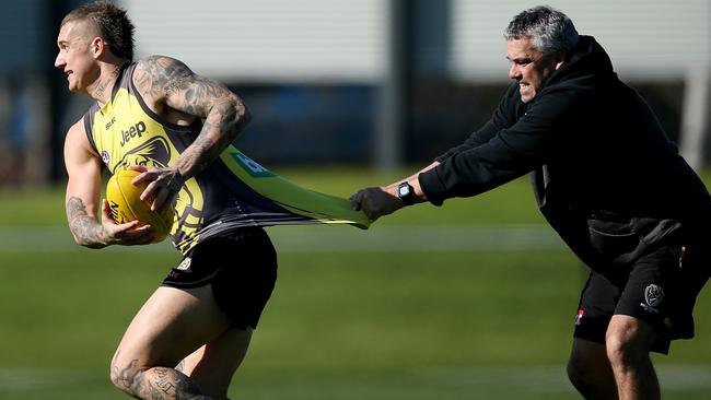 Dustin Martin and Mark Williams at Richmond training. Picture: Wayne Ludbey