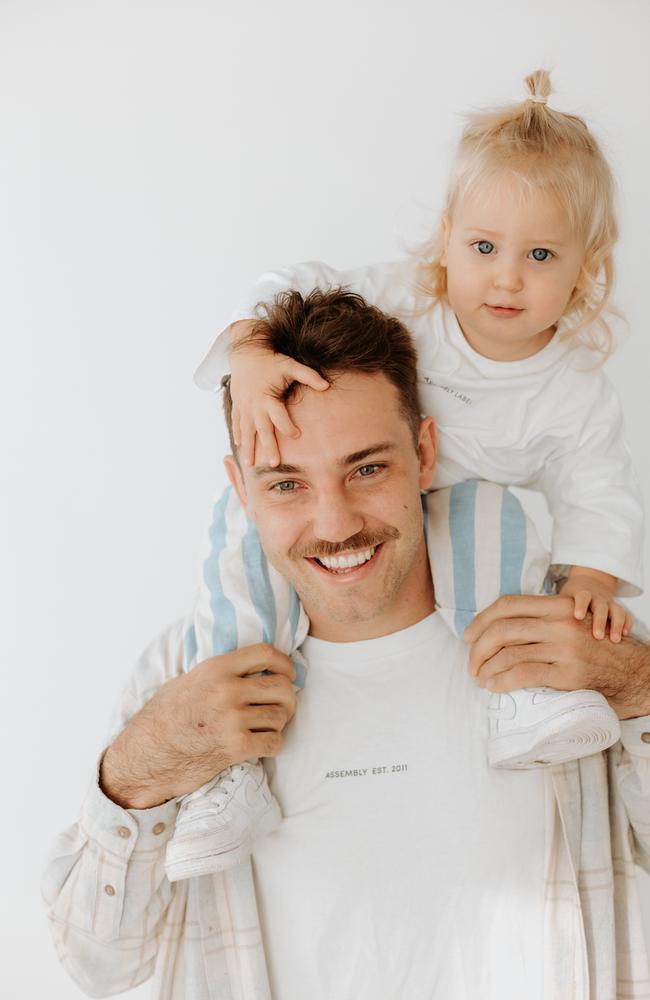 Manly star Karl and his son Lucky Lawton.