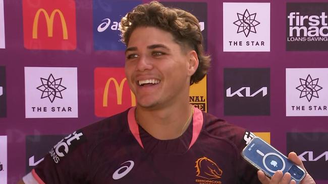 Reece Walsh at Broncos press conference