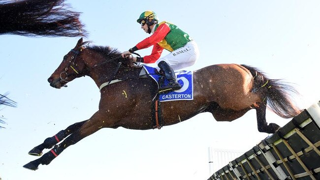 Jockey Braidon Small doing what he did best before a brain tumour halted his career last year. Picture: Racing Photos via Getty Images.