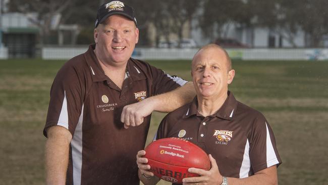 New Craigieburn coach Lance Whitnall with president John Perrone .Picture: Rob Leeson