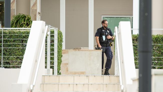 Police at Pelican Waters Golf Resort and Spa yesterday. Picture: Brad Fleet