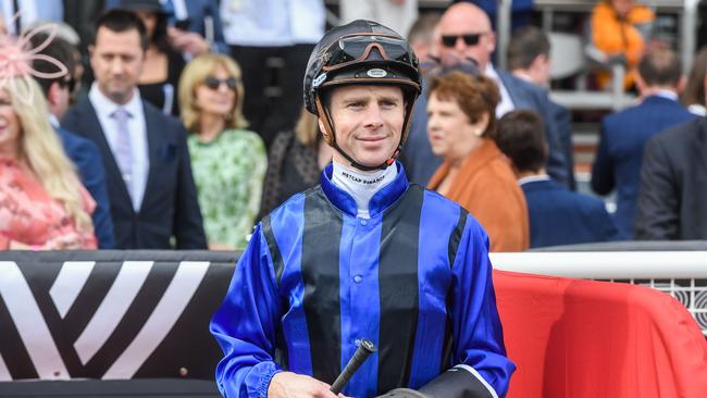 Jye McNeil after winning the The McCaf? Sprint  at Caulfield Racecourse on October 15, 2022 in Caulfield, Australia. (Photo by Brett Holburt/Racing Photos via Getty Images)