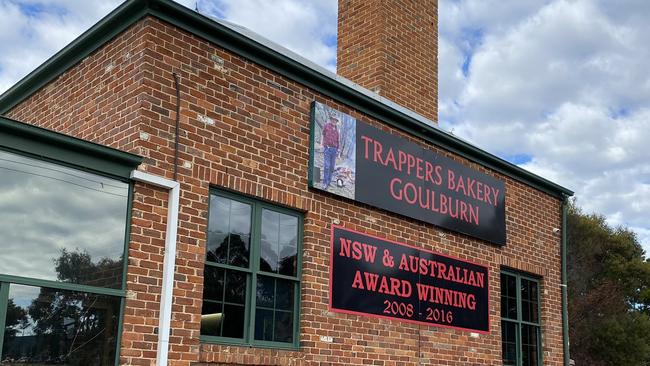 Trappers Bakery in Goulburn is closed for cleaning after a positive Covid case from Victoria visited nine days ago. Picture: Twitter/9 News