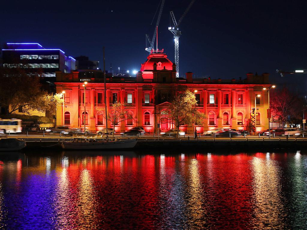 Paint The Town Red. The old Customs House in Davey St, Hobart. Picture: SAM ROSEWARNE.