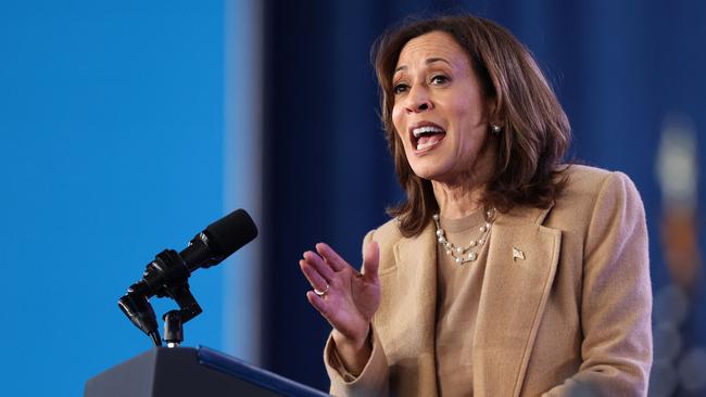 US Vice-President and Democratic presidential candidate Kamala Harris speaks during a campaign rally in Charlotte, North Carolina. Picture: AFP