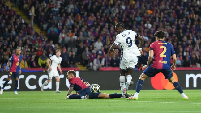 Marcus Thuram of Inter Milan scored after just 30 seconds with a heel flick. (Photo by David Ramos/Getty Images)