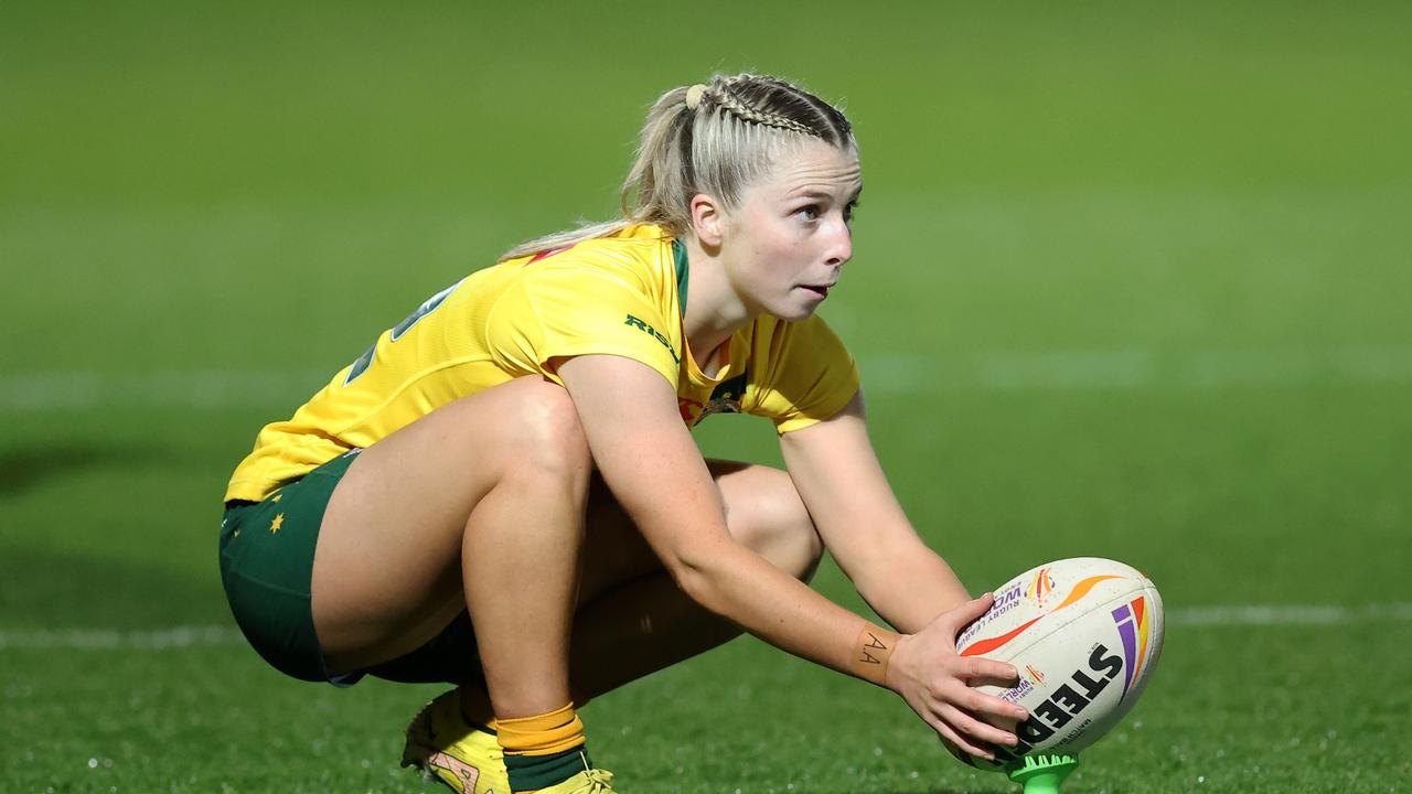 Tarryn Aiken has dominated the first two pool games for Australia. Picture: George Wood/Getty Images for RLWC