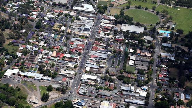 Macarthur Chronicle photographer Robert Pozo snaps Camden’s Town Centre from the skies thanks to Airborne Aviation at Camden Airport. Picture: Robert Pozo