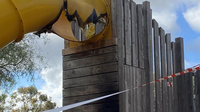 The fire damaged playground in Chelsea. Picture: Chelsea SES Unit.