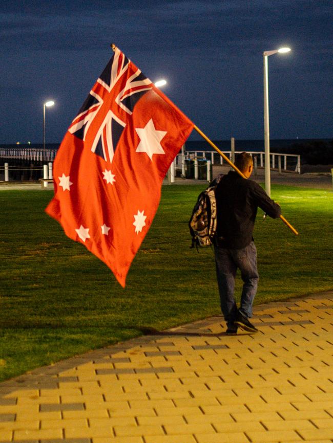 Sovereign citizens subscribe to their own red ensign flag. Picture: AAP/Morgan Sette